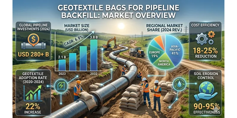 Geotextile Bags for Pipeline Backfill Market to Surpass USD 3.8 Billion by 2032 at 6.9%  CAGR 